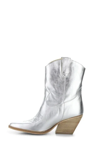 Fly London Wofy Pointed Toe Western Boot In Silver