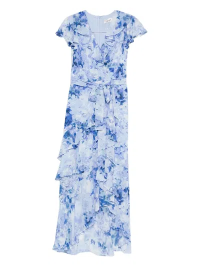 Eliza J Ruffled Floral Dress In Blue