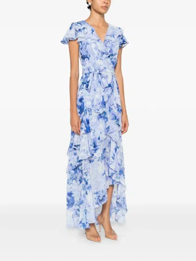 Eliza J Ruffled Floral Dress In Blue