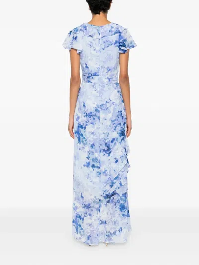 Eliza J Ruffled Floral Dress In Blue