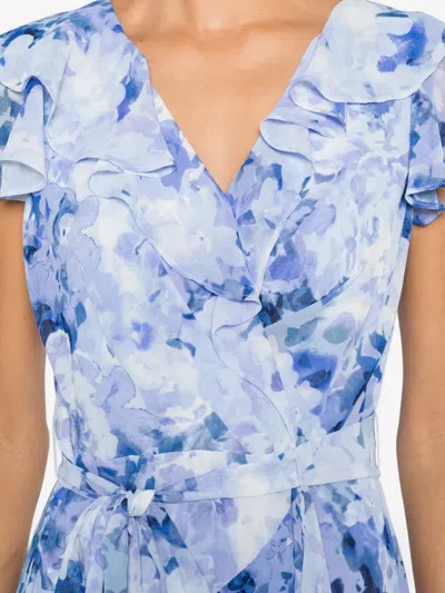 Eliza J Ruffled Floral Dress In Blue