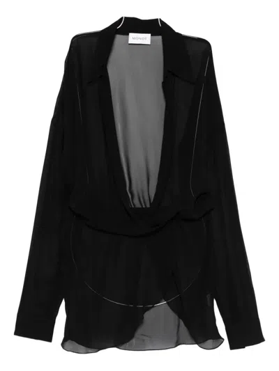 Monot Georgette Mini Dress In Black