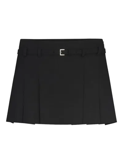 Frame Pleated Belted Mini Skirt In Black