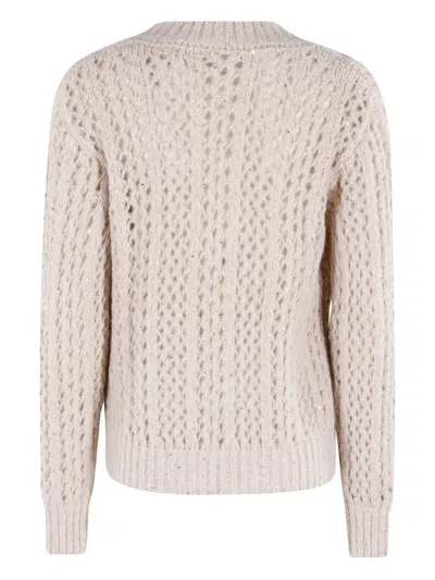 Eleventy Openwork V-neck Sweater In Neutral