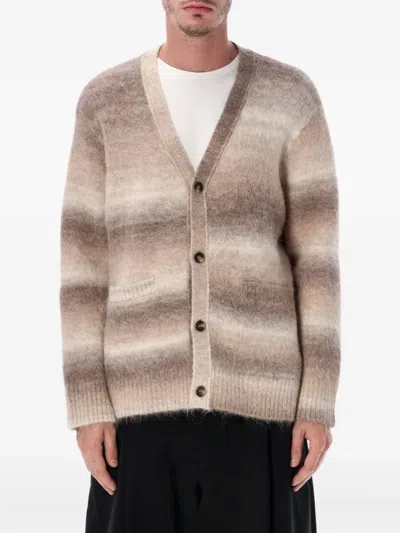 Corridor Striped Brushed Alpaca-blend Cardigan In Neutral