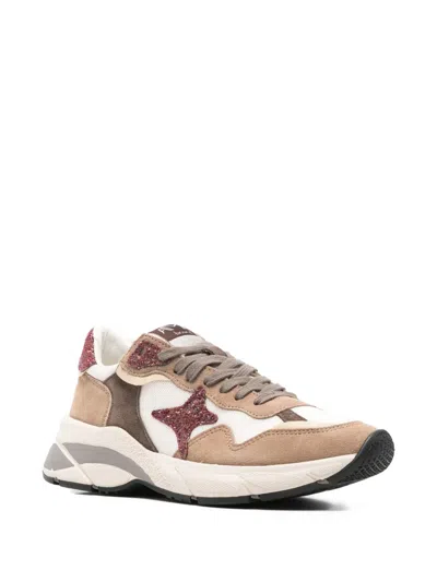 Ama Brand Sneakers In Beige Suede And Fabric In Brown