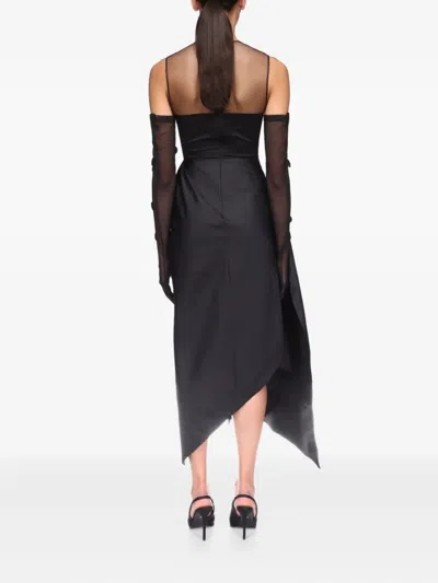 David Koma Polka-dot Draped Dress In Black