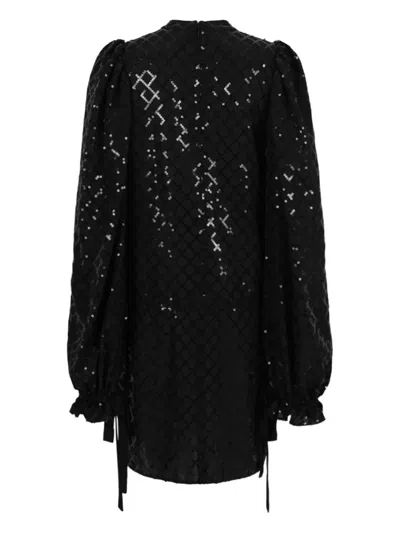 Genny Long-sleeved Sequinned Dress In Black