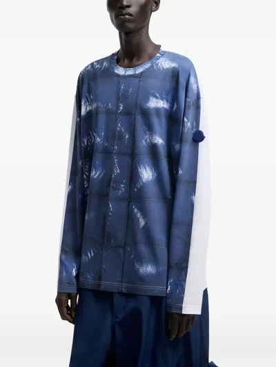 Moncler Long-sleeve Cotton T-shirt In Blue
