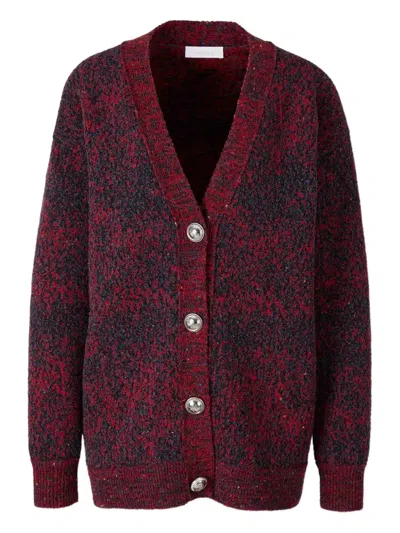Rabanne Textured Button Wool Cardigan In Red