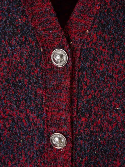Rabanne Textured Button Wool Cardigan In Red