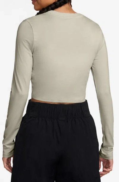Nike Sportswear Chill Knit Slim Long Sleeve Crop T-shirt In Neutral