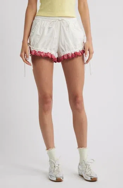Damson Madder Jenna Cherry Broderie-anglaise Cotton Shorts In White