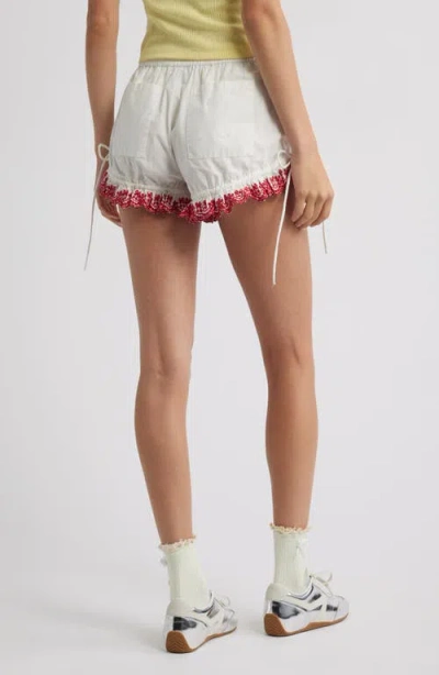 Damson Madder Jenna Cherry Broderie-anglaise Cotton Shorts In White