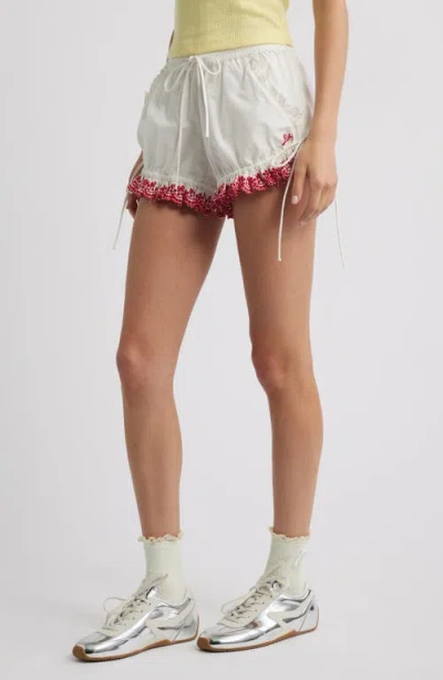 Damson Madder Jenna Cherry Broderie-anglaise Cotton Shorts In White