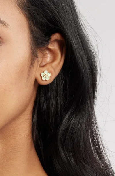 Tory Burch Flower Stud Earrings In Green