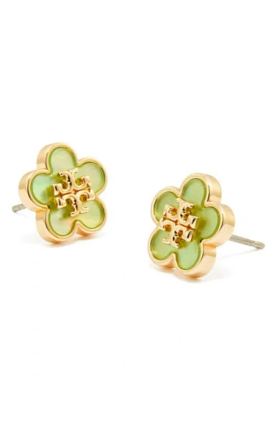 Tory Burch Flower Stud Earrings In Green
