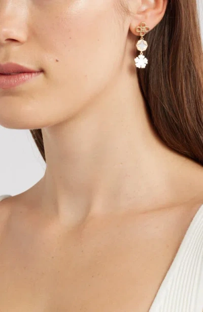 Tory Burch Kira Clover Linear Earrings In Gold