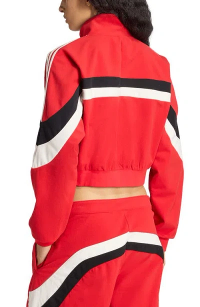 Adidas Originals Adidas Fleece Crop Track Jacket In Red