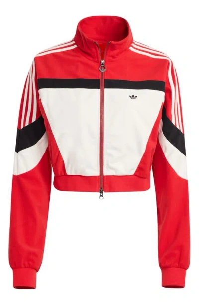 Adidas Originals Adidas Fleece Crop Track Jacket In Red