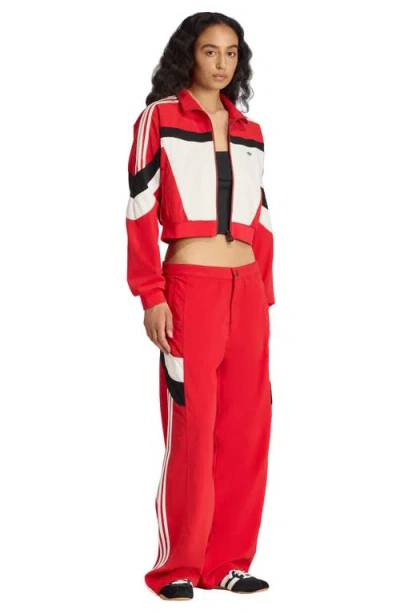 Adidas Originals Adidas Fleece Crop Track Jacket In Red