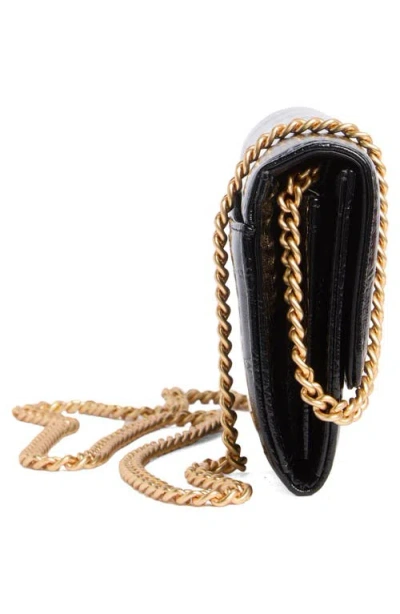 Kurt Geiger London Kensington Croc Embossed Leather Wallet On A Chain In Black