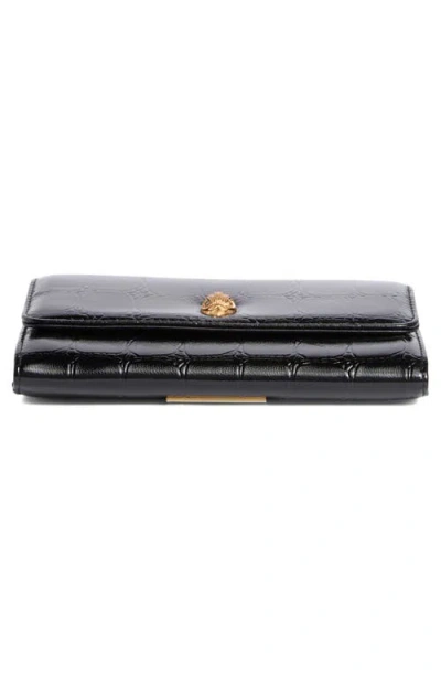 Kurt Geiger London Kensington Croc Embossed Leather Wallet On A Chain In Black