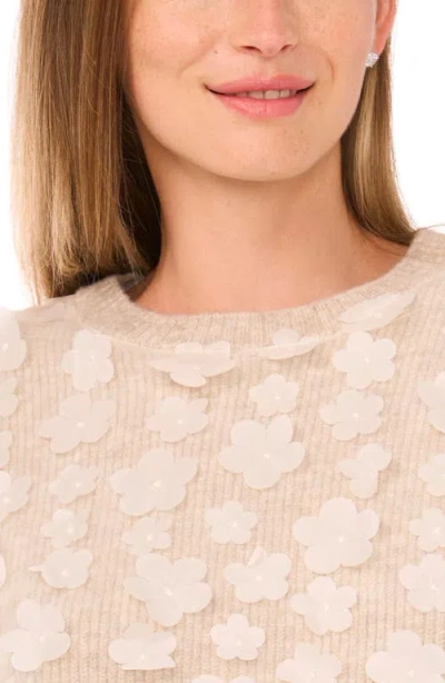 Cece Floral Appliqué Crewneck Sweater In Brown