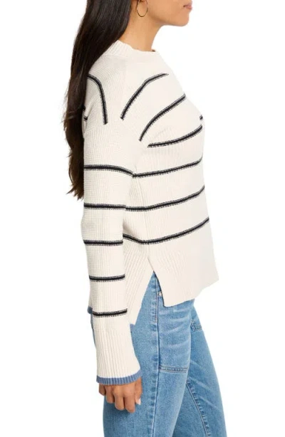 Nic + Zoe Nic+zoe Striped Waffle Stitch Sweater In Multi