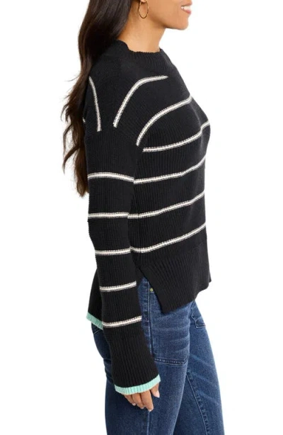 Nic + Zoe Nic+zoe Striped Waffle Stitch Sweater In Multi