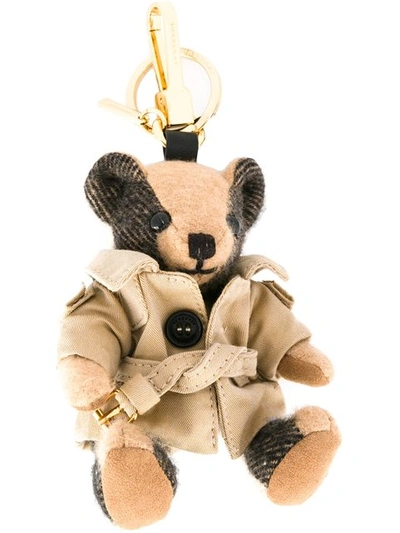 Burberry Thomas Bear Charm In Trench Coat In Camel
