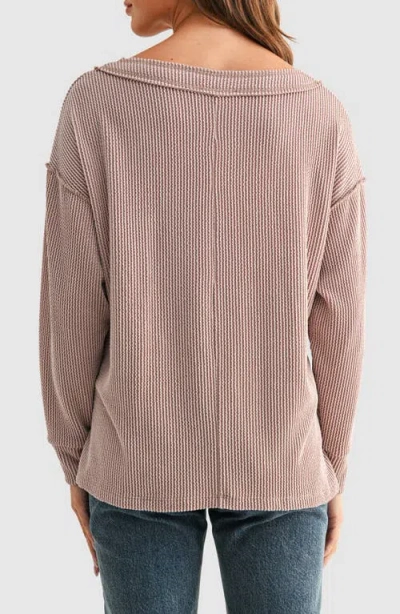 Lush Rib Knit Pocket Sweater In Pink
