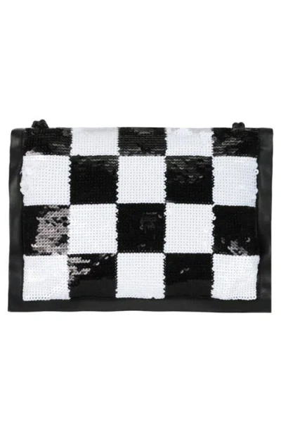 Ferragamo Checkered Sequin Shoulder Bag In Black