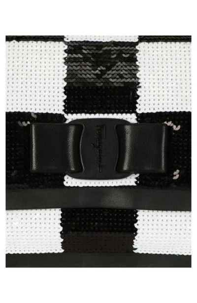 Ferragamo Checkered Sequin Shoulder Bag In Black