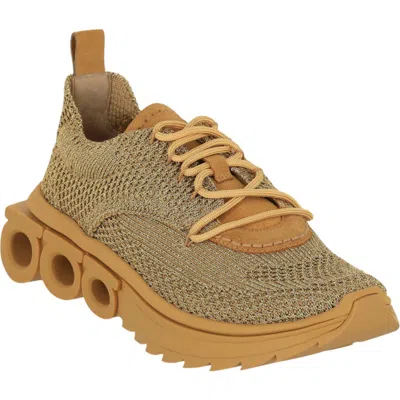 Ferragamo Nima Metallic Knit Sneakers In Green