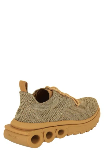 Ferragamo Nima Metallic Knit Sneakers In Green