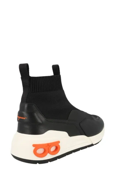 Ferragamo Cosma Gancini Leather Sock Sneaker In Animal Print