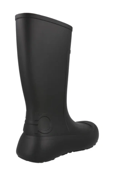 Ferragamo Gancini Logo Rain Boot In Black