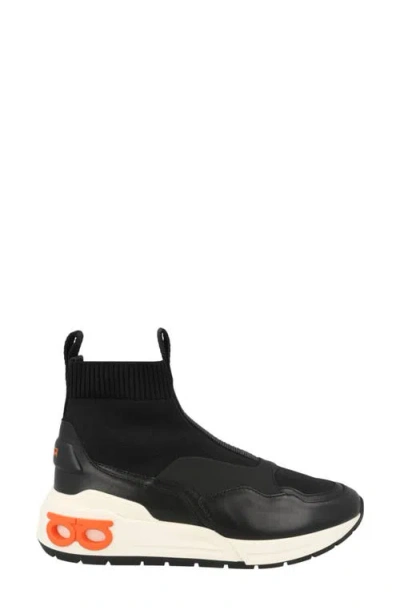 Ferragamo Cosma Gancini Leather Sock Sneaker In Animal Print