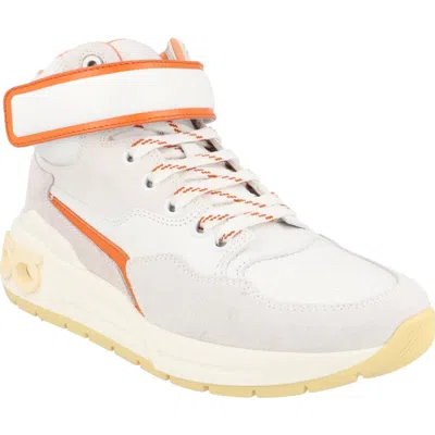 Ferragamo Leather High-top Sneaker In Orange