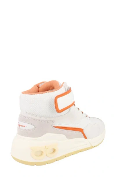 Ferragamo Leather High-top Sneaker In Orange