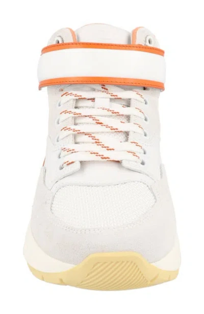 Ferragamo Leather High-top Sneaker In Orange