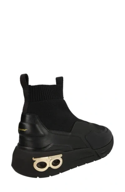 Ferragamo Cosma Knit High Top Sneaker In Black