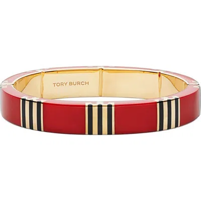 Tory Burch T-stripe Bangle Bracelet In Red