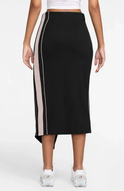 Nike Sportswear High Waist Rib Midi Skirt In Black