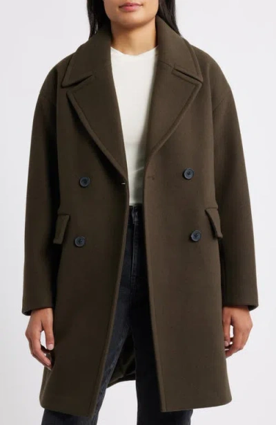 Lucky Brand Boxy Double Breasted Coat In Brown