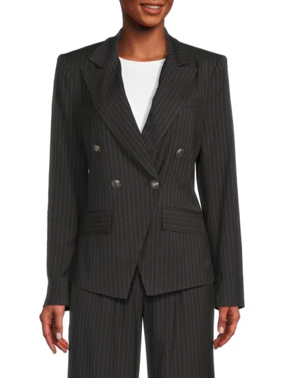 Ramy Brook Women's Hanni Striped Double-breasted Blazer In Black