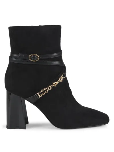 Karl Lagerfeld Women's Sanchez 85mm Chain Buckle Zip Booties In Black
