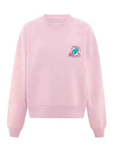 Blonde Gone Rogue Women's Disco Trip Embroidery Sweatshirt, Organic Cotton, In Ash Pink In Pink