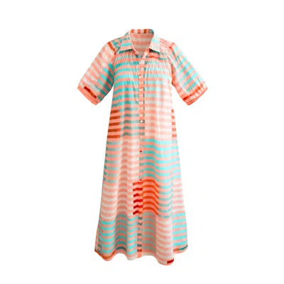 Sunshine Tienda Women's Orange / Pink Apricot Colorful Stripe Oasis Dress In Multi